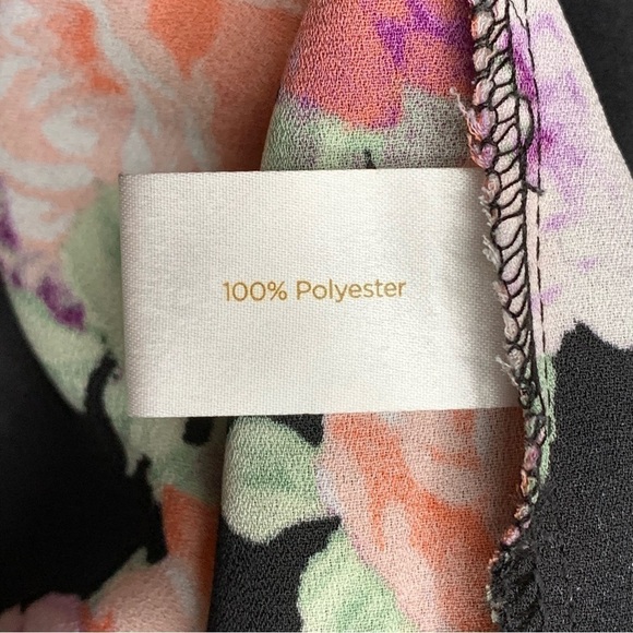 XS Decree Black Floral Long Sleeve Blouse Extra Small V Neck Pullover 0 2 - Picture 6 of 16